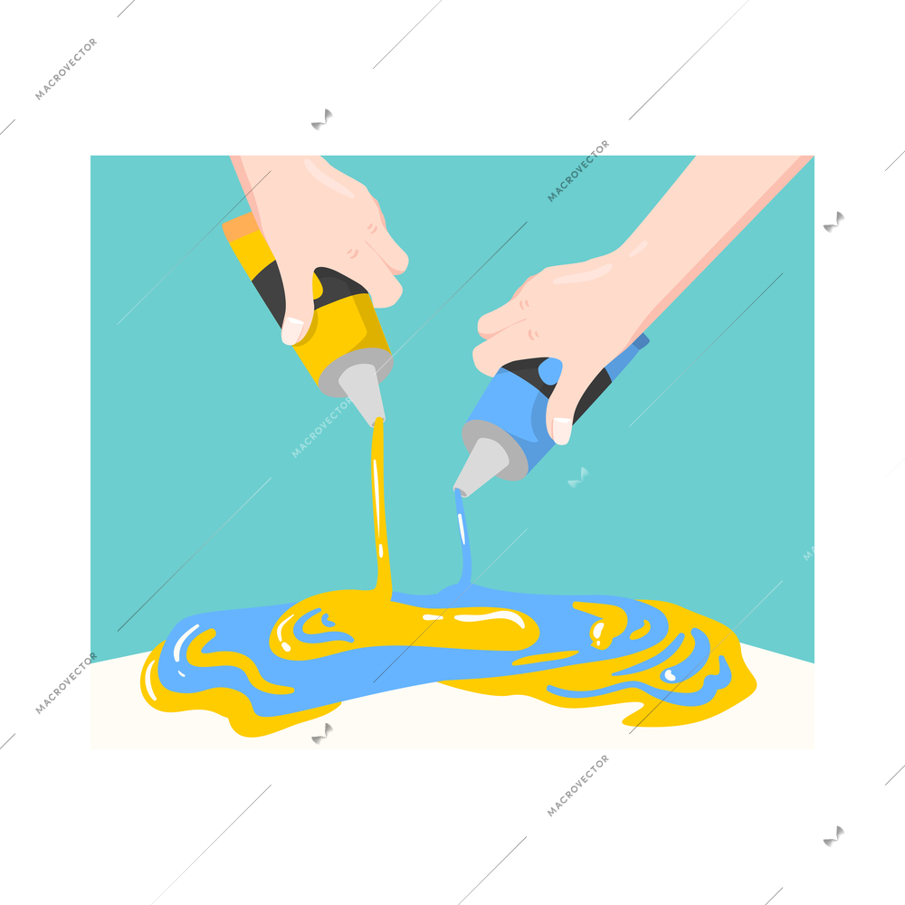 Handmade composition with flat rectangular image of human hands and crafts vector illustration