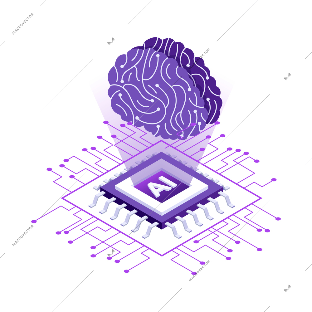 Robotic process automation isometric composition with isolated futuristic electronic icons vector illustration