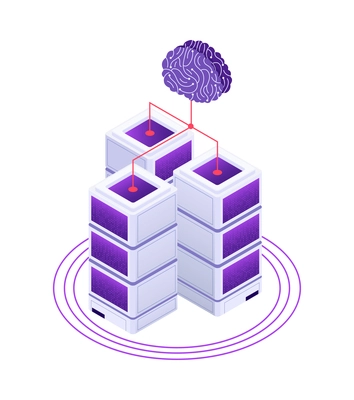 Robotic process automation isometric composition with isolated futuristic electronic icons vector illustration