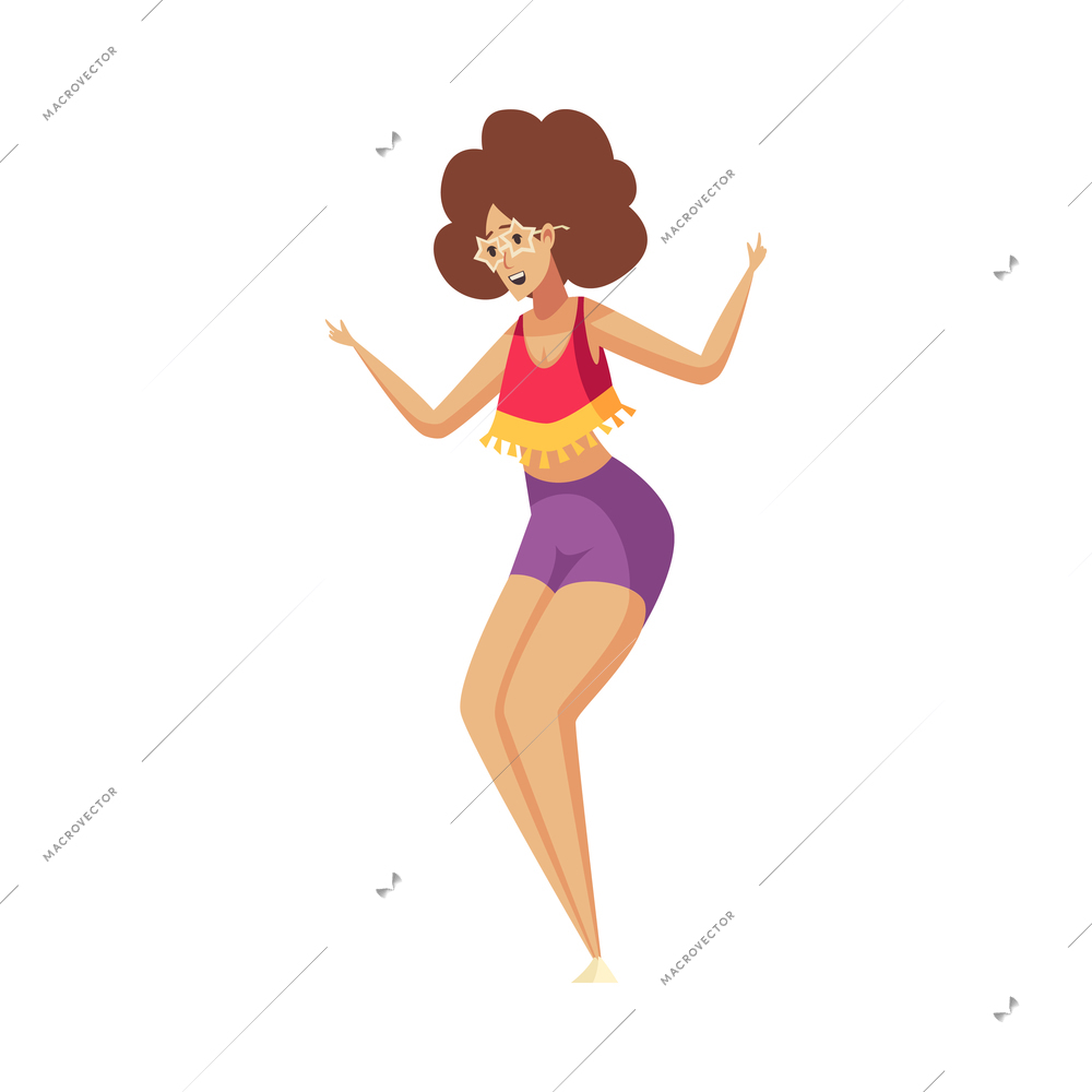 Retro disco party dance 70s 80s 90s fashion style composition with isolated human character on blank background vector illustration