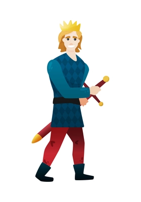 Medieval composition with flat isolated human character of fairy tale hero on blank background vector illustration