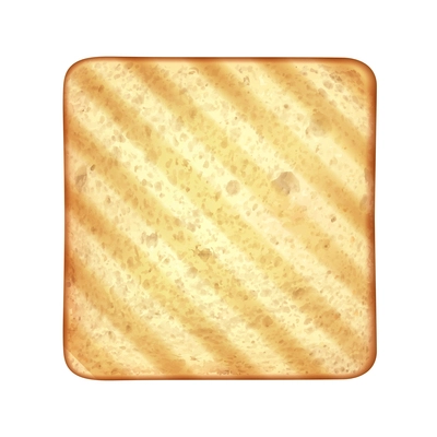 Roasted toasts bread realistic composition with isolated image of square slice on blank background vector illustration