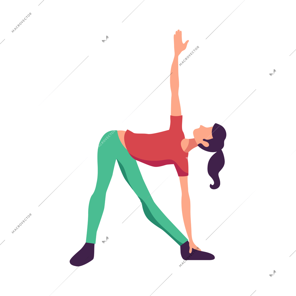 Fitness sport health composition with flat isolated character of person performing physical exercise vector illustration