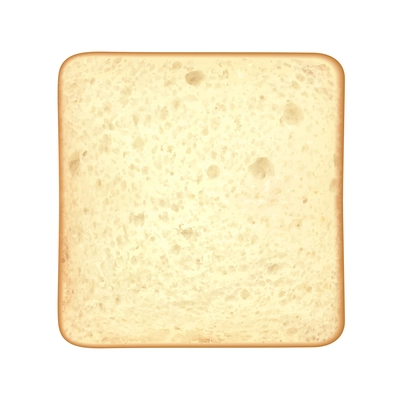 Roasted toasts bread realistic composition with isolated image of square slice on blank background vector illustration