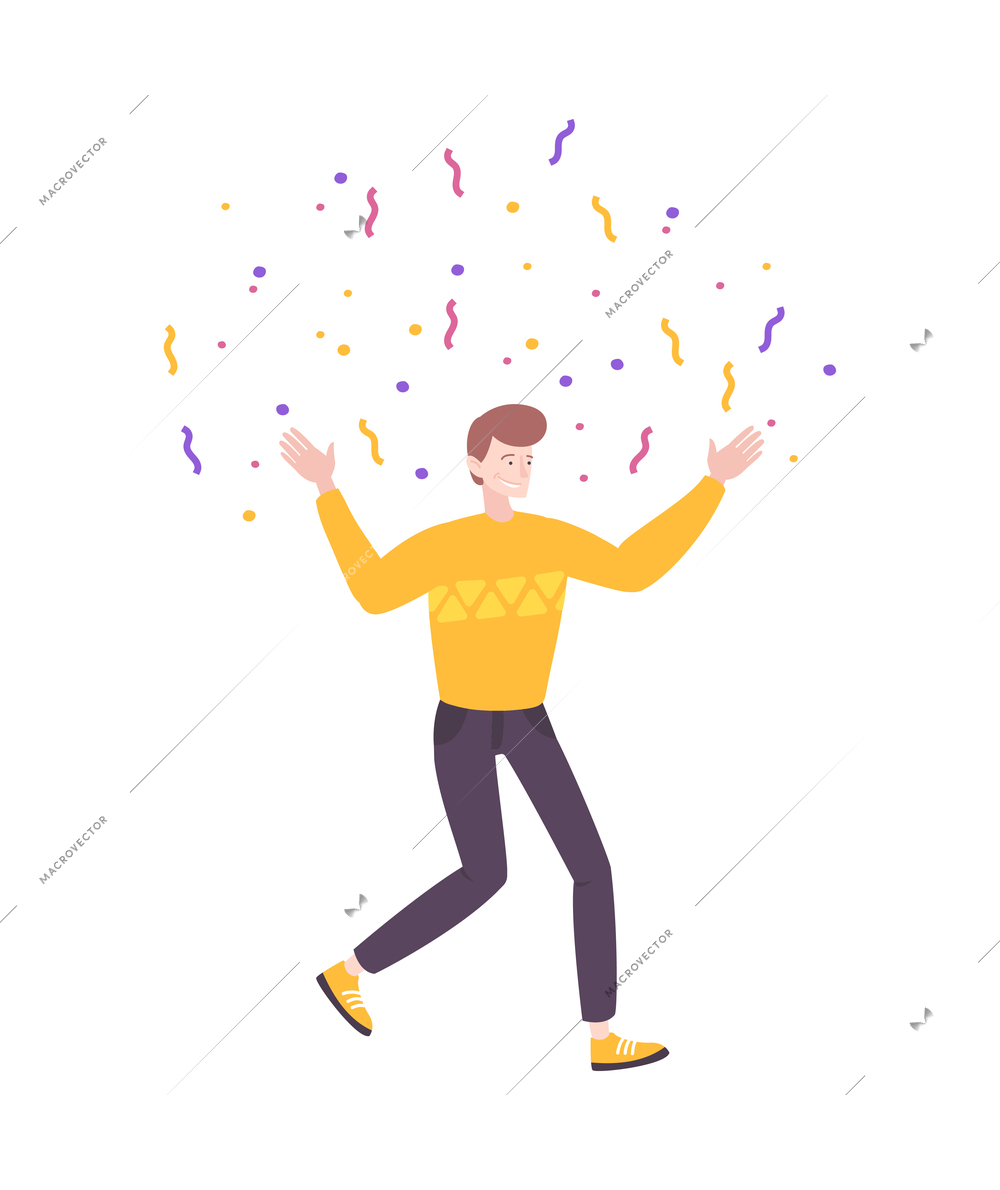 Birthday celebration anniversary composition with isolated doodle human character of happy person vector illustration