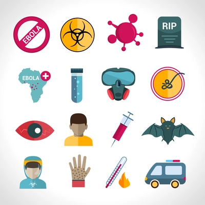 Ebola virus medical disease deadly infection symptoms icons set isolated isolated vector illustration