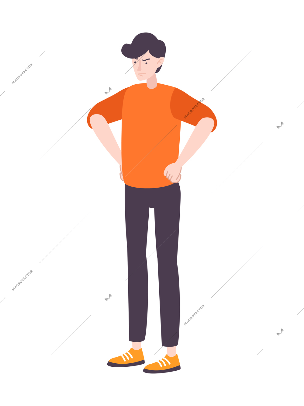 People emotion flat composition with isolated doodle style human character expressing emotions vector illustration