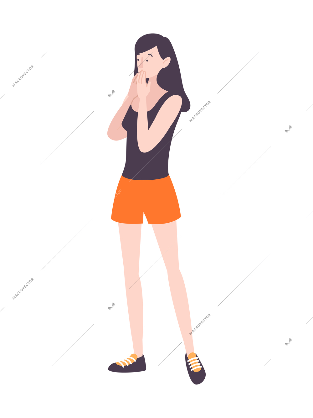 People emotion flat composition with isolated doodle style human character expressing emotions vector illustration