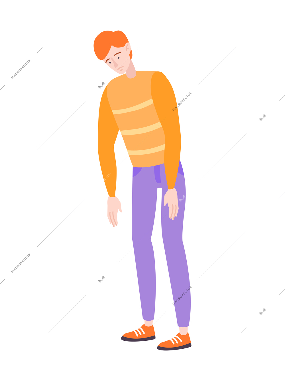 People emotion flat composition with isolated doodle style human character expressing emotions vector illustration