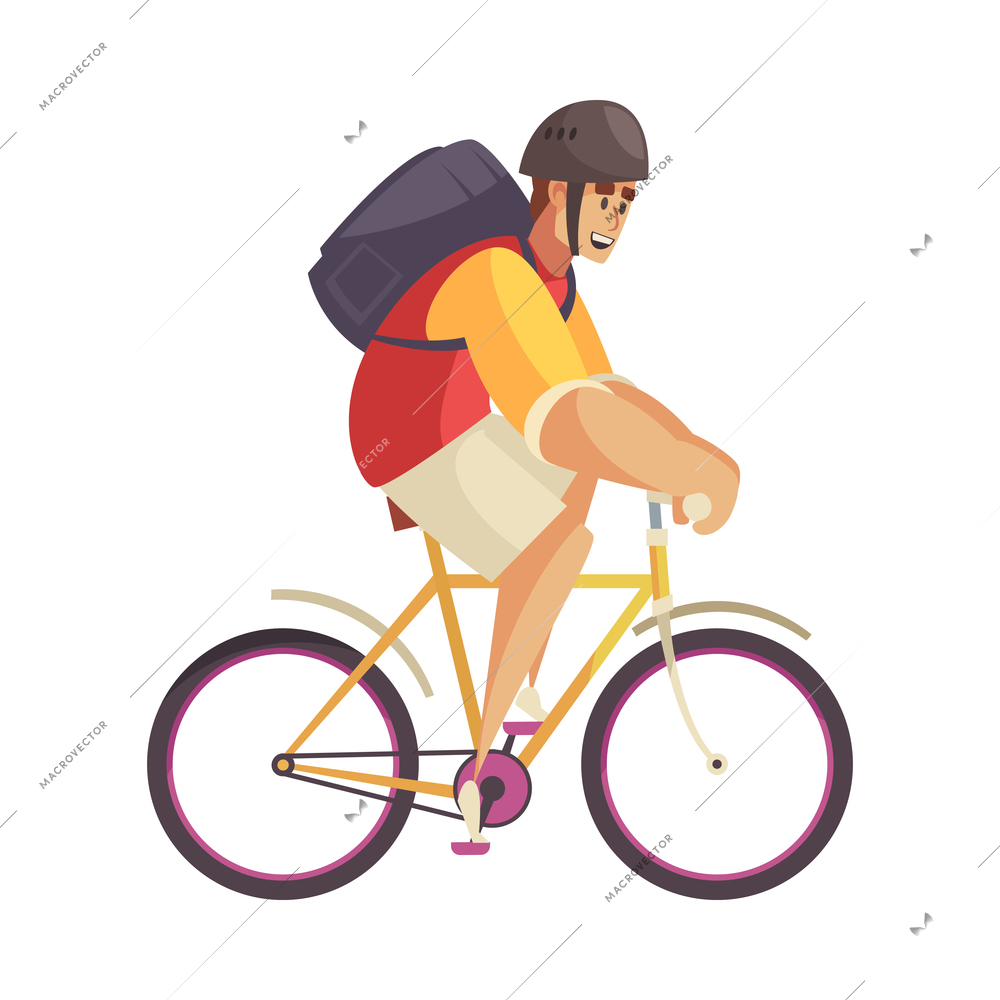 Delivery composition with isolated doodle style human character of service worker riding bicycle vector illustration