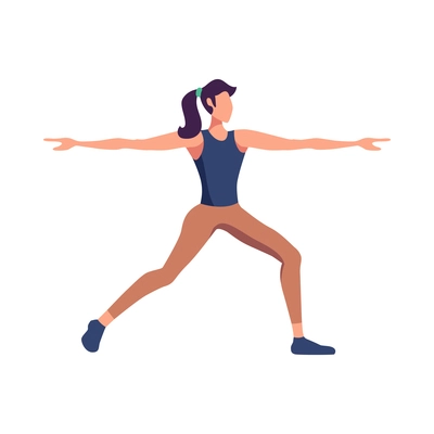 Fitness sport health composition with flat isolated character of person performing physical exercise vector illustration