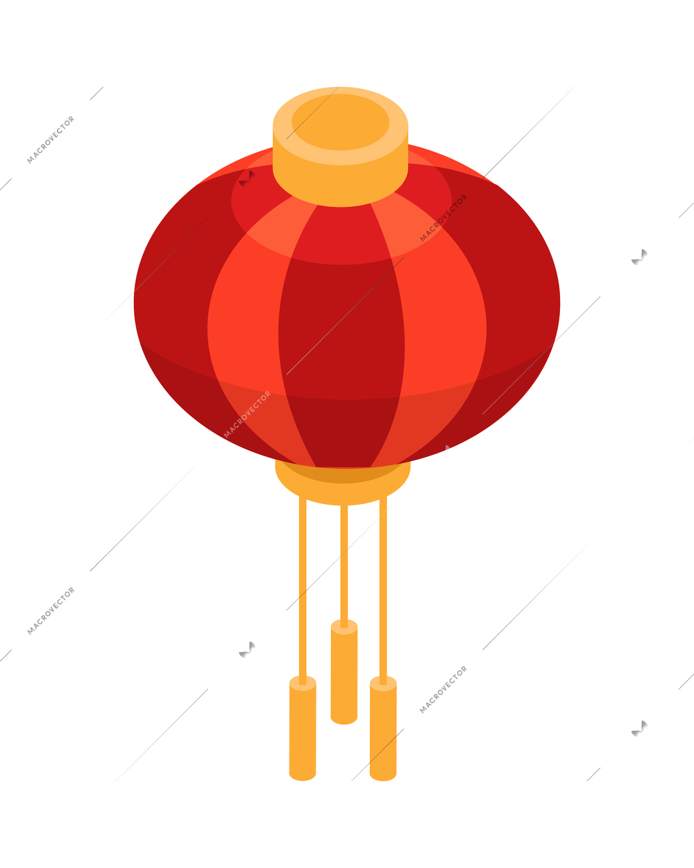 Isometric japan composition with isolated image of hanging festive lantern vector illustration