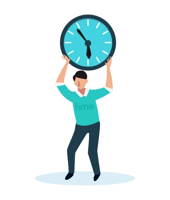 Time management composition with isolated image of stationery items and human characters vector illustration