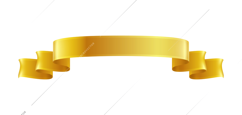 Golden ribbons realistic composition with colourful isolated image of festive reel shape on blank background vector illustration