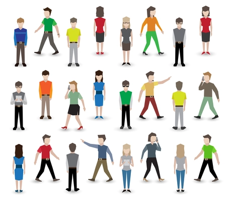 People male and female pixel avatar group decorative icons set isolated vector illustration