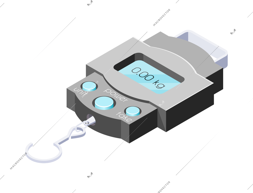 Portable electronics isometric composition with isolated image of digital device on blank background vector illustration