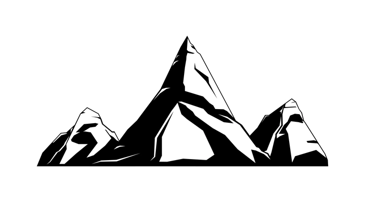 Mountains rocks landscapes monochrome composition with flat isolated view of nature landmark vector illustration