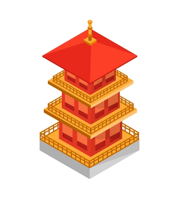 Isometric japan composition with isolated image of traditional japanese house vector illustration