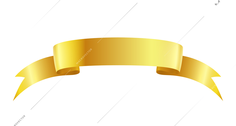 Golden ribbons realistic composition with colourful isolated image of festive reel shape on blank background vector illustration