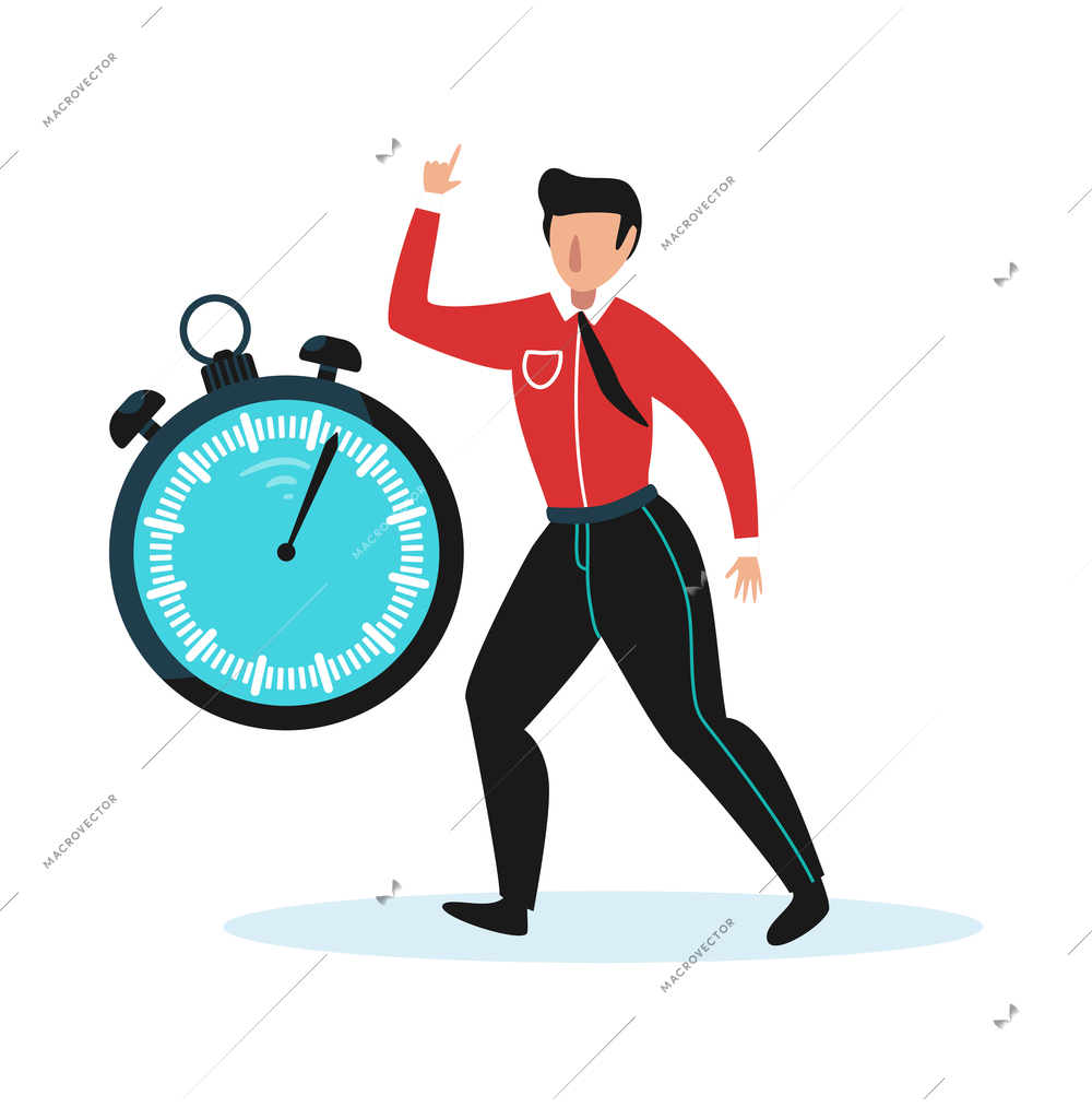 Time management composition with isolated image of stationery items and human characters vector illustration