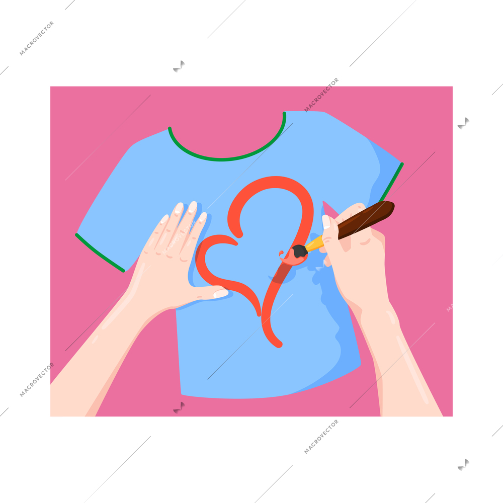 Handmade composition with flat rectangular image of human hands and crafts vector illustration