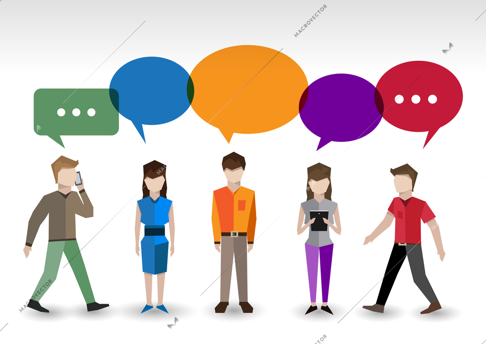 Adult pixel men and women avatars with speech bubbles people chat concept vector illustration