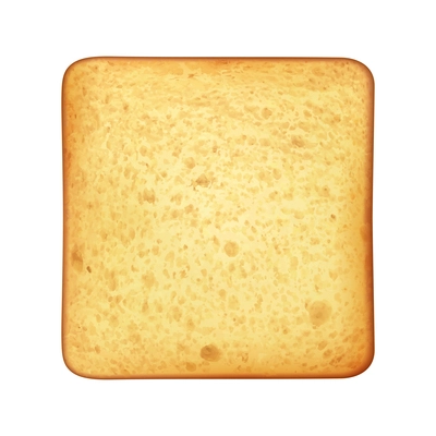 Roasted toasts bread realistic composition with isolated image of square slice on blank background vector illustration