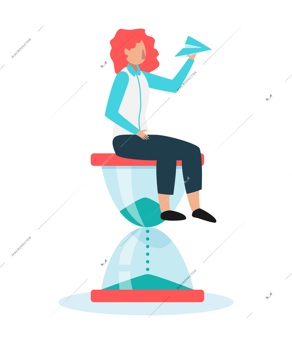 Time management composition with isolated image of stationery items and human characters vector illustration