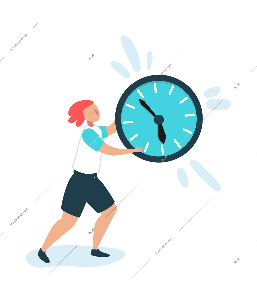 Time management composition with isolated image of stationery items and human characters vector illustration