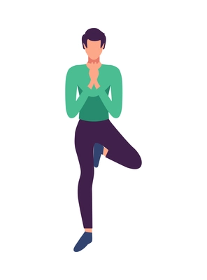 Fitness sport health composition with flat isolated character of person performing physical exercise vector illustration