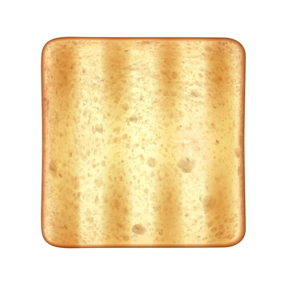 Roasted toasts bread realistic composition with isolated image of square slice on blank background vector illustration