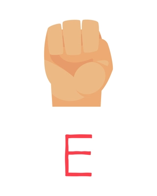 Deaf and dumb composition with isolated ornate letter and human hand showing appropriate gesture sign vector illustration