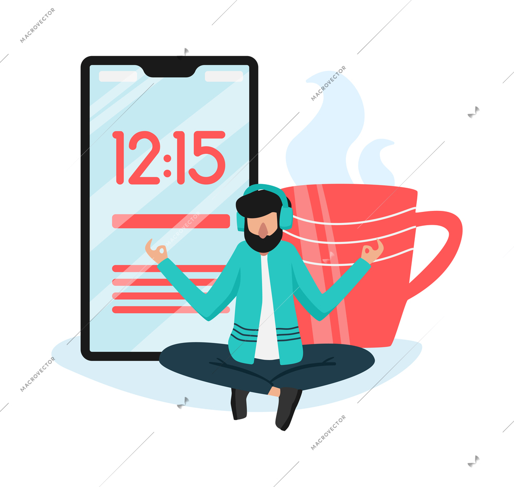 Time management composition with isolated image of stationery items and human characters vector illustration