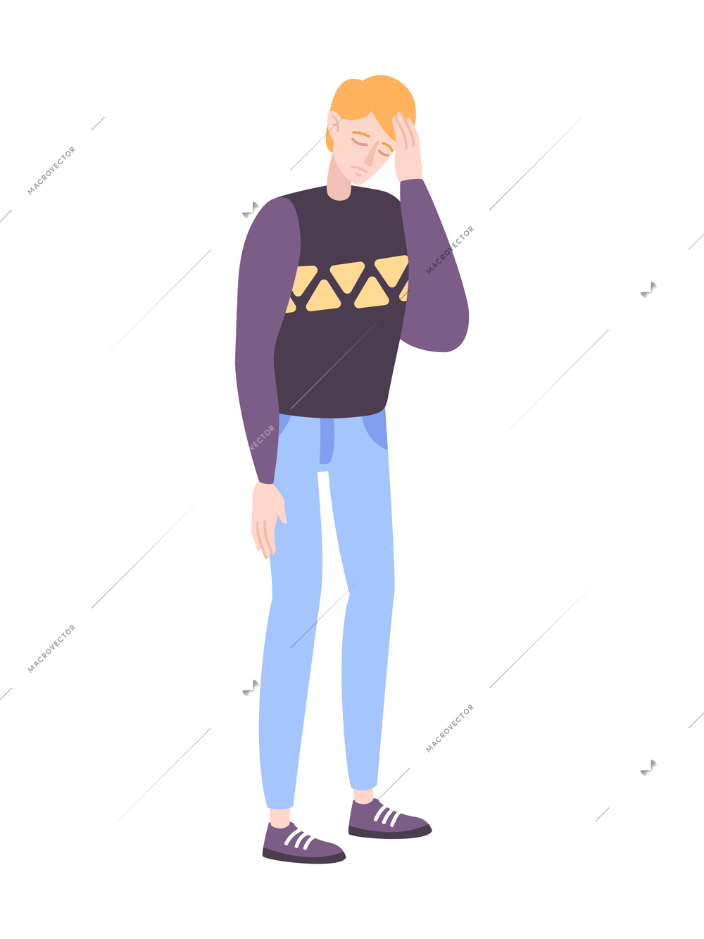 People emotion flat composition with isolated doodle style human character expressing emotions vector illustration