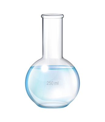 Test tubes flask laboratory glassware realistic composition with isolated image of transparent jar with liquid vector illustration