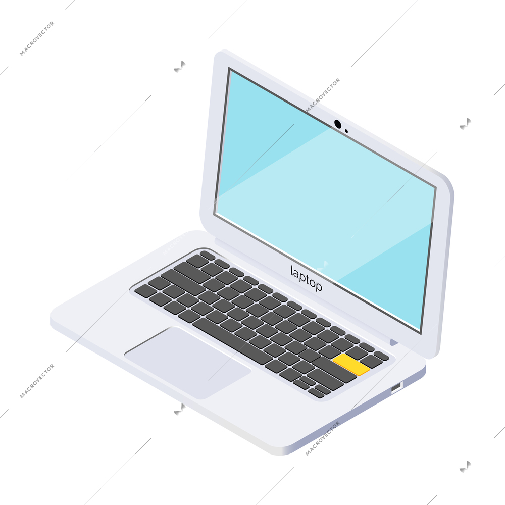 Portable electronics isometric composition with isolated image of digital device on blank background vector illustration