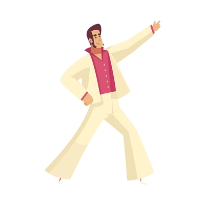 Retro disco party dance 70s 80s 90s fashion style composition with isolated human character on blank background vector illustration