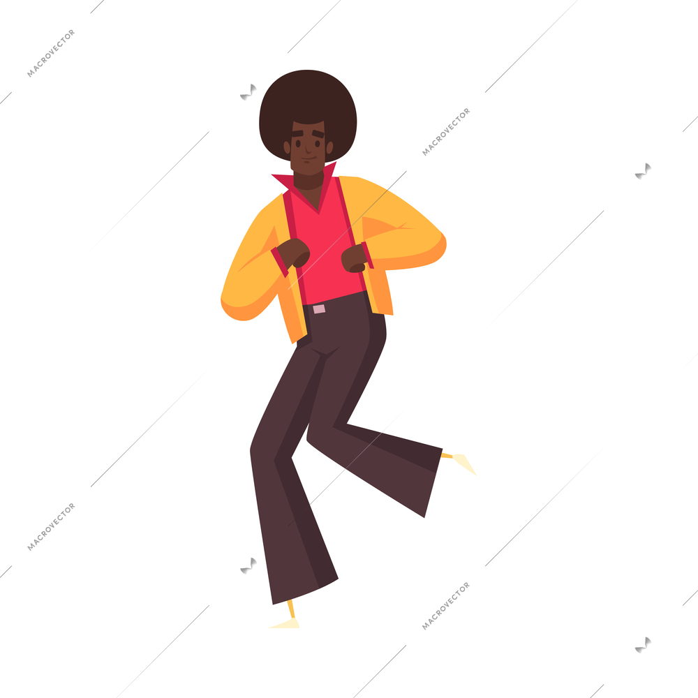 Retro disco party dance 70s 80s 90s fashion style composition with isolated human character on blank background vector illustration