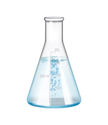 Test tubes flask laboratory glassware realistic composition with isolated image of transparent jar with liquid vector illustration