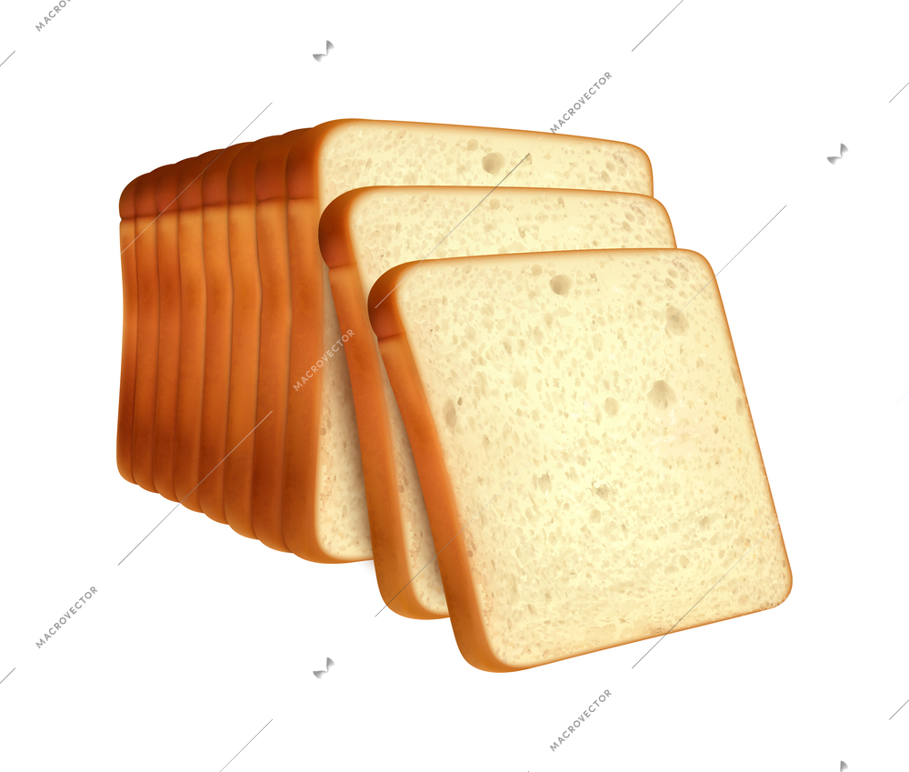 Bread realistic composition with isolated image of baked pastry product on blank background vector illustration