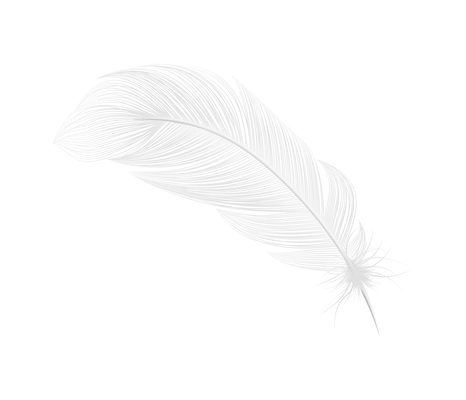 White feathers realistic composition with isolated image of pure feather on blank background vector illustration