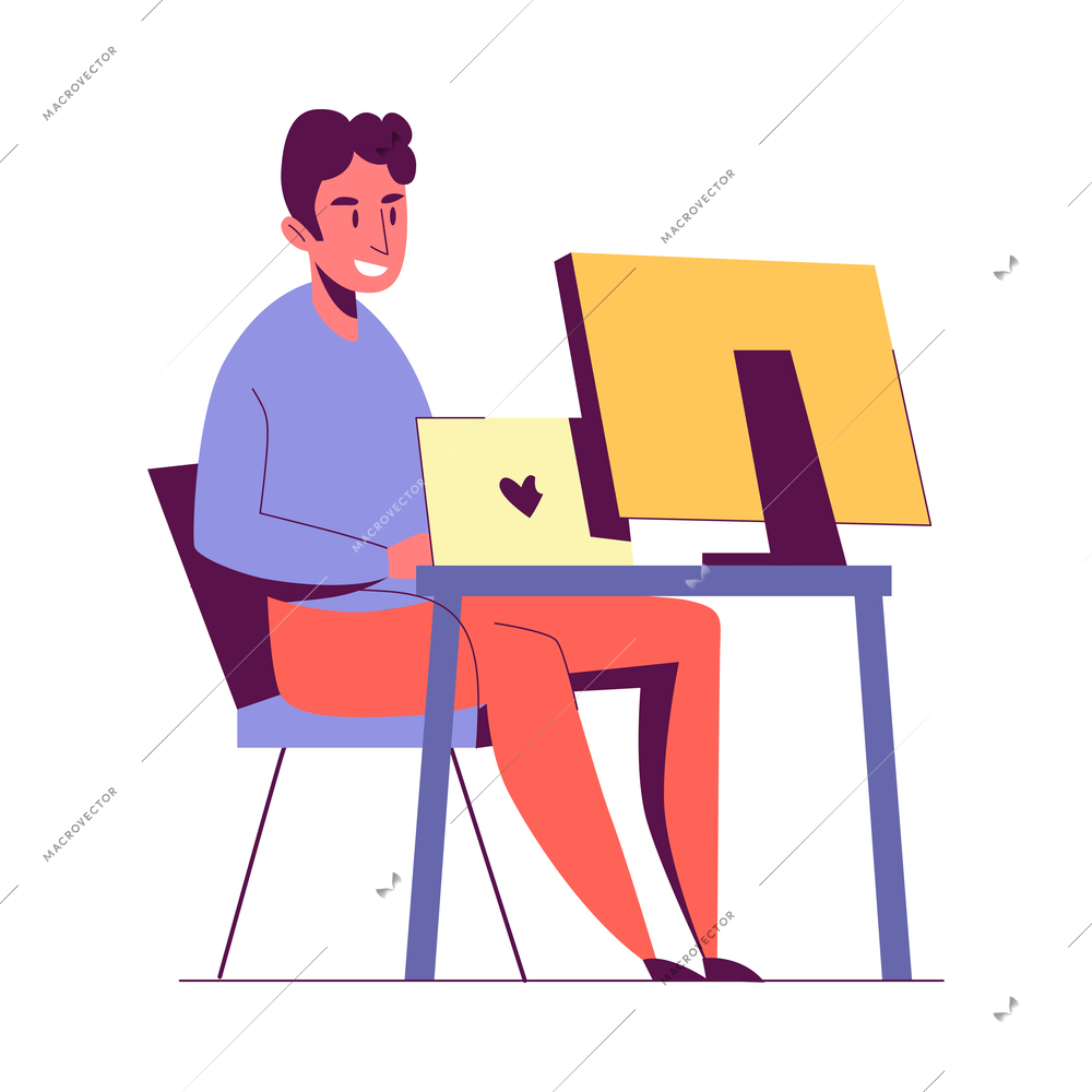 Creative professions artist designer illustrator composition with flat isolated human character on blank background vector illustration