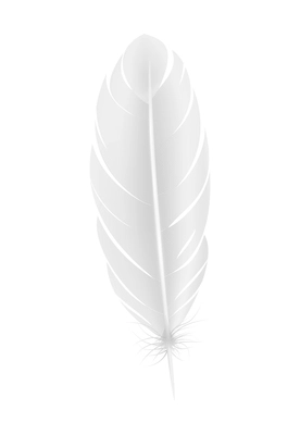 White feathers realistic composition with isolated image of pure feather on blank background vector illustration