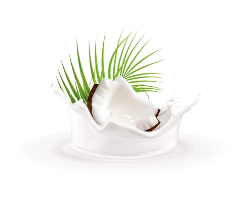 Coconut products realistic composition with isolated product image on blank backround vector illustration