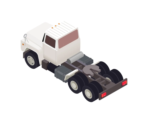 Trucks trailers transportation isometric composition with auto transport freight isolated icon on blank background vector illustration