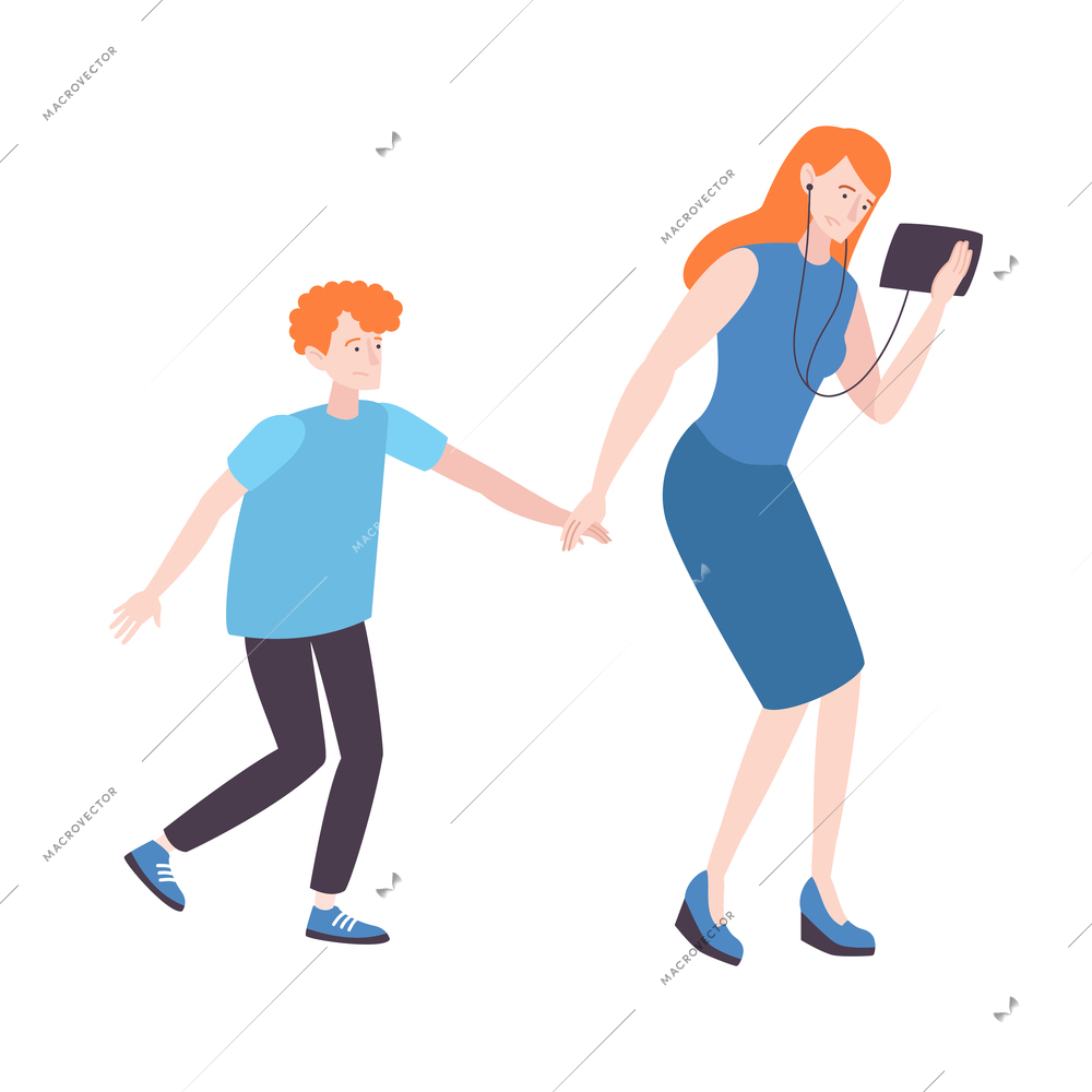 People gadget smart composition with isolated doodle style human characters using electronic devices vector illustration