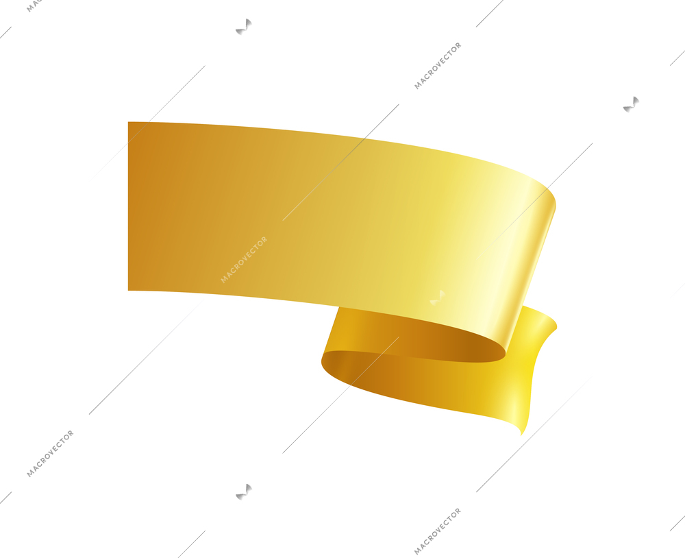 Golden ribbons realistic composition with colourful isolated image of festive reel shape on blank background vector illustration