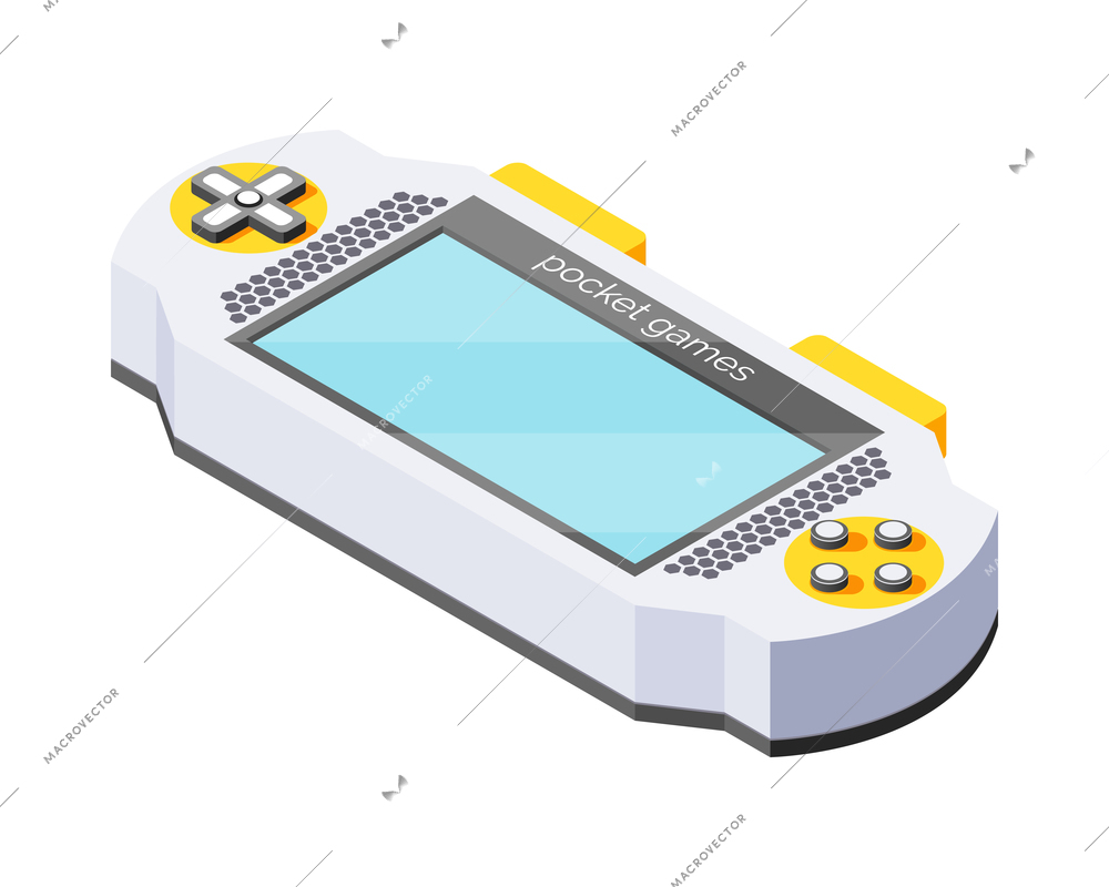 Portable electronics isometric composition with isolated image of digital device on blank background vector illustration