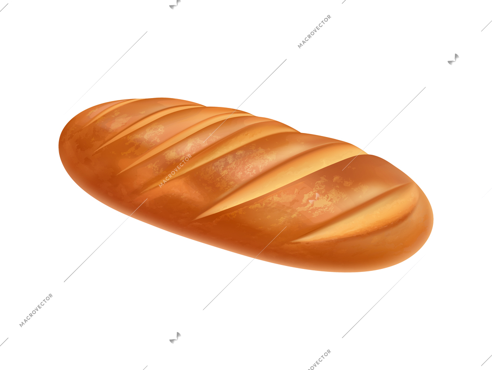 Bread realistic composition with isolated image of baked pastry product on blank background vector illustration