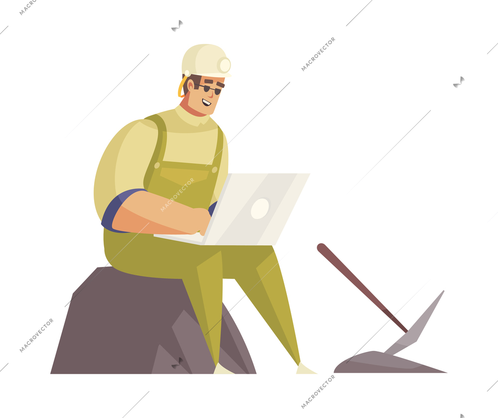 Geologist composition of isolated flat doodle style geology equipment and human characters vector illustration